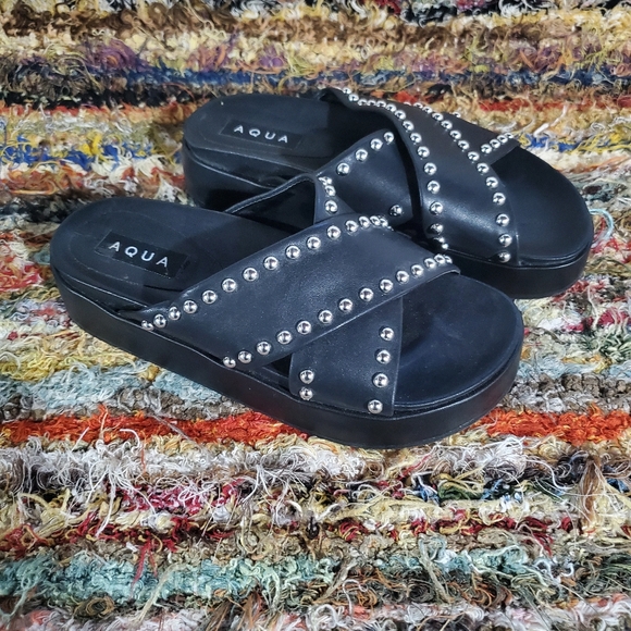 AQUA Krisa Studded Platform Slide Sandal - Picture 6 of 8